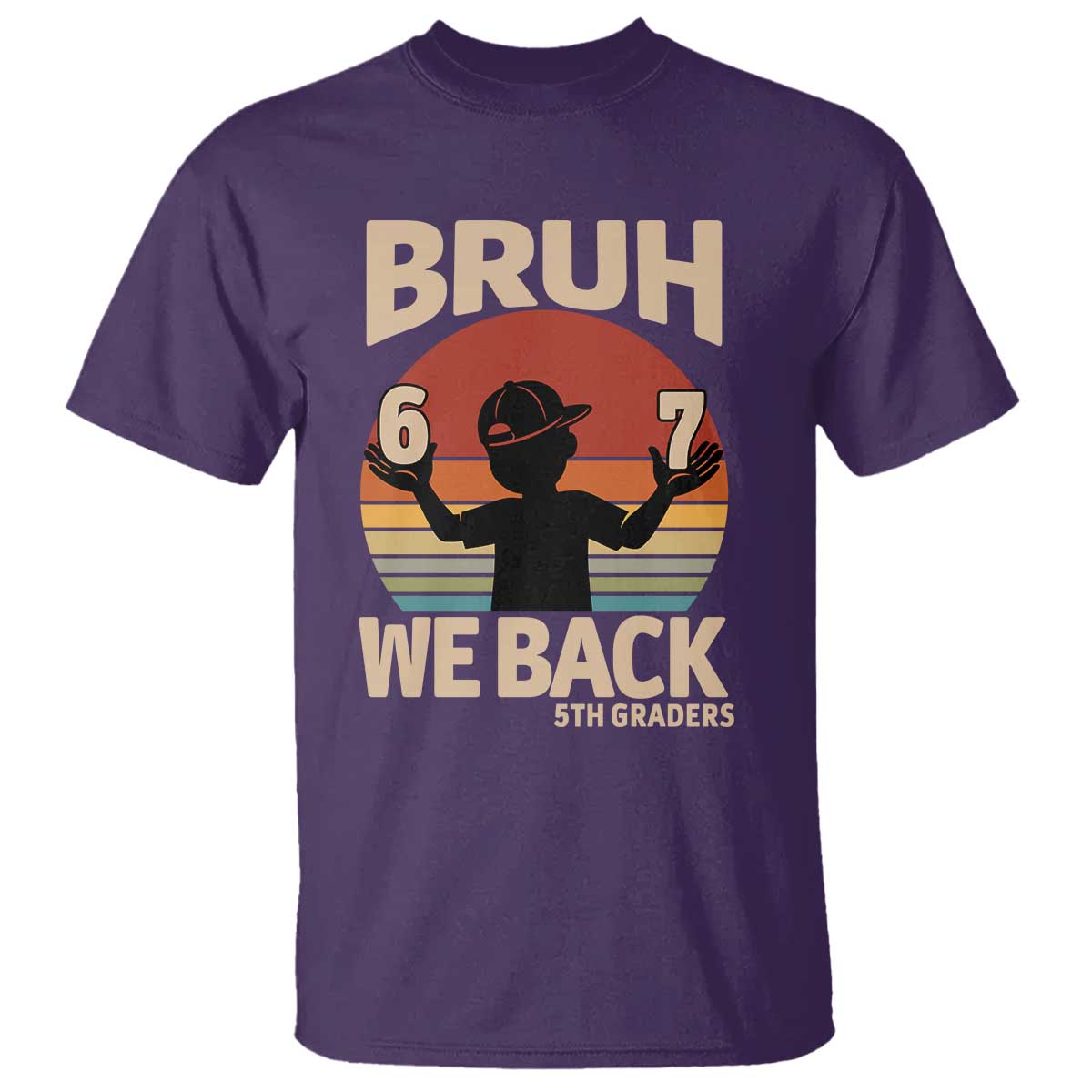 Bruh We Back T Shirt Back to School 5th Grade 6 7 First Day School TS14 Purple Print Your Wear