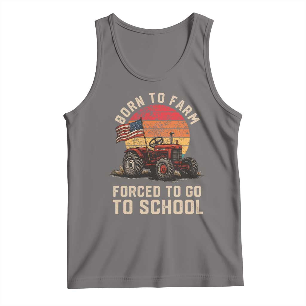 Funny Farmer Tractor Tank Top Born To Farmer Forced To Go To School TS14 Deep Heather Print Your Wear