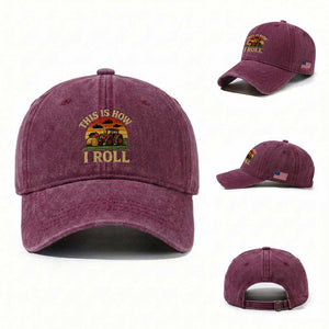 Funny Farming Tractor Washed Cotton Baseball Cap This Is How I Roll Farmer TS14 Washed Cap Universal Fit Burgundy Print Your Wear