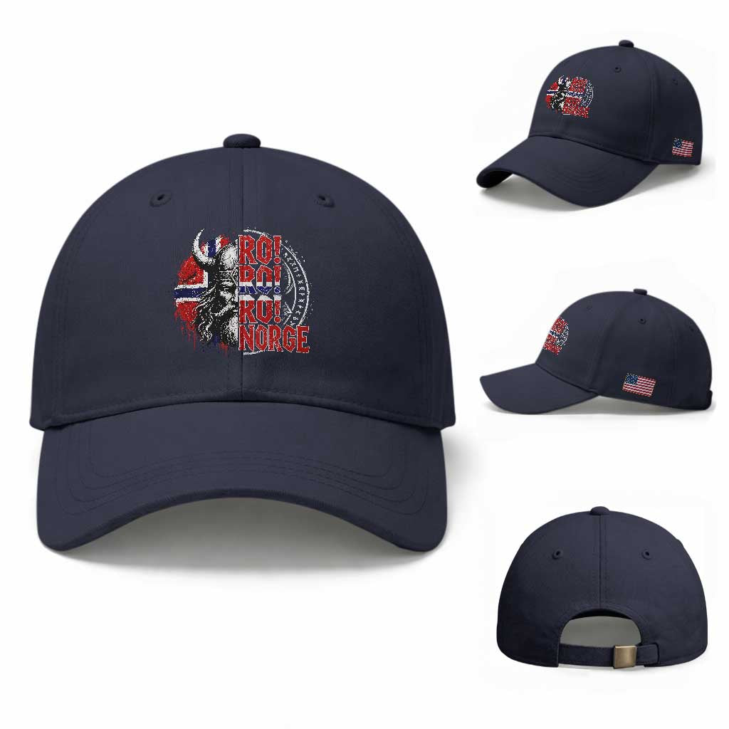 Ro Ro Norge Norway Flag Baseball Cap Cool Norwegian Viking TS14 Baseball Cap Universal Fit Navy Print Your Wear