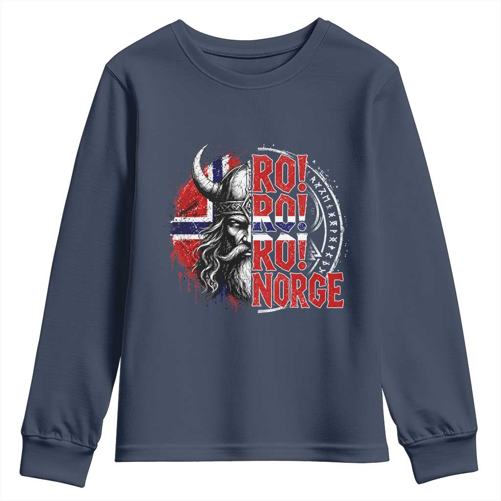 Ro Ro Norge Norway Flag Youth Sweatshirt Cool Norwegian Viking TS14 Navy Print Your Wear