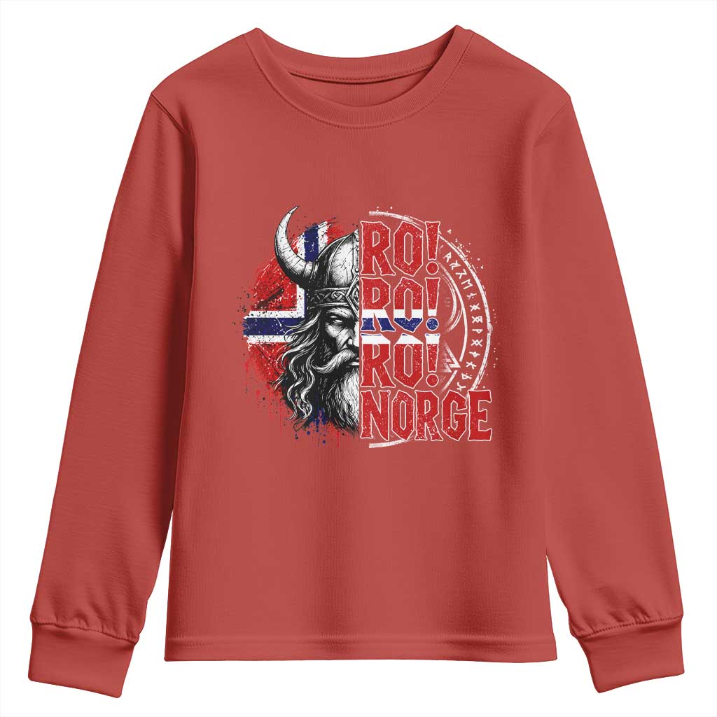 Ro Ro Norge Norway Flag Youth Sweatshirt Cool Norwegian Viking TS14 Red Print Your Wear