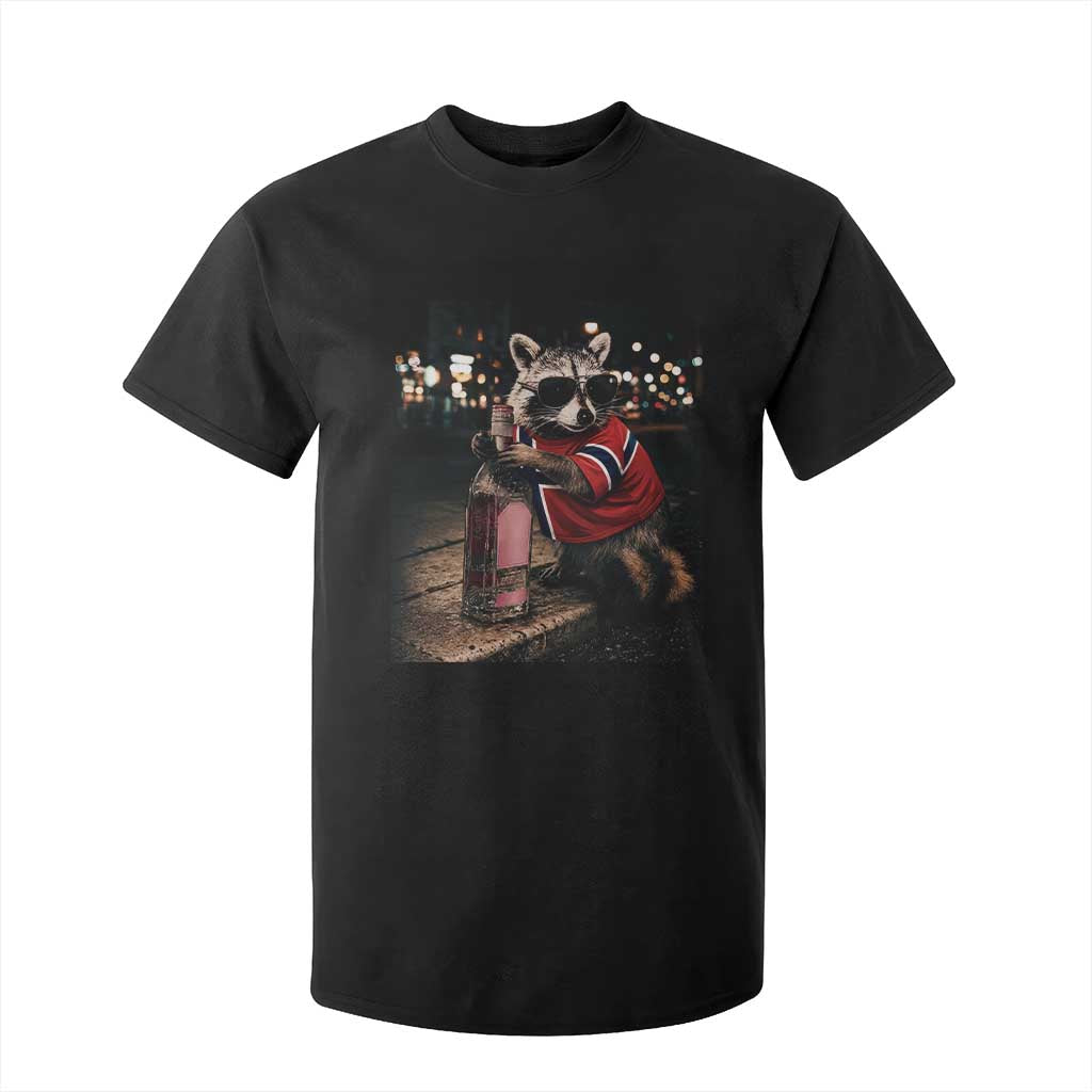 Norway Raccoon Whiskey Norge Norwegian Flag T Shirt For Kid Viral Trash Panda Football Texas Souvenir Meme TS14 Black Print Your Wear