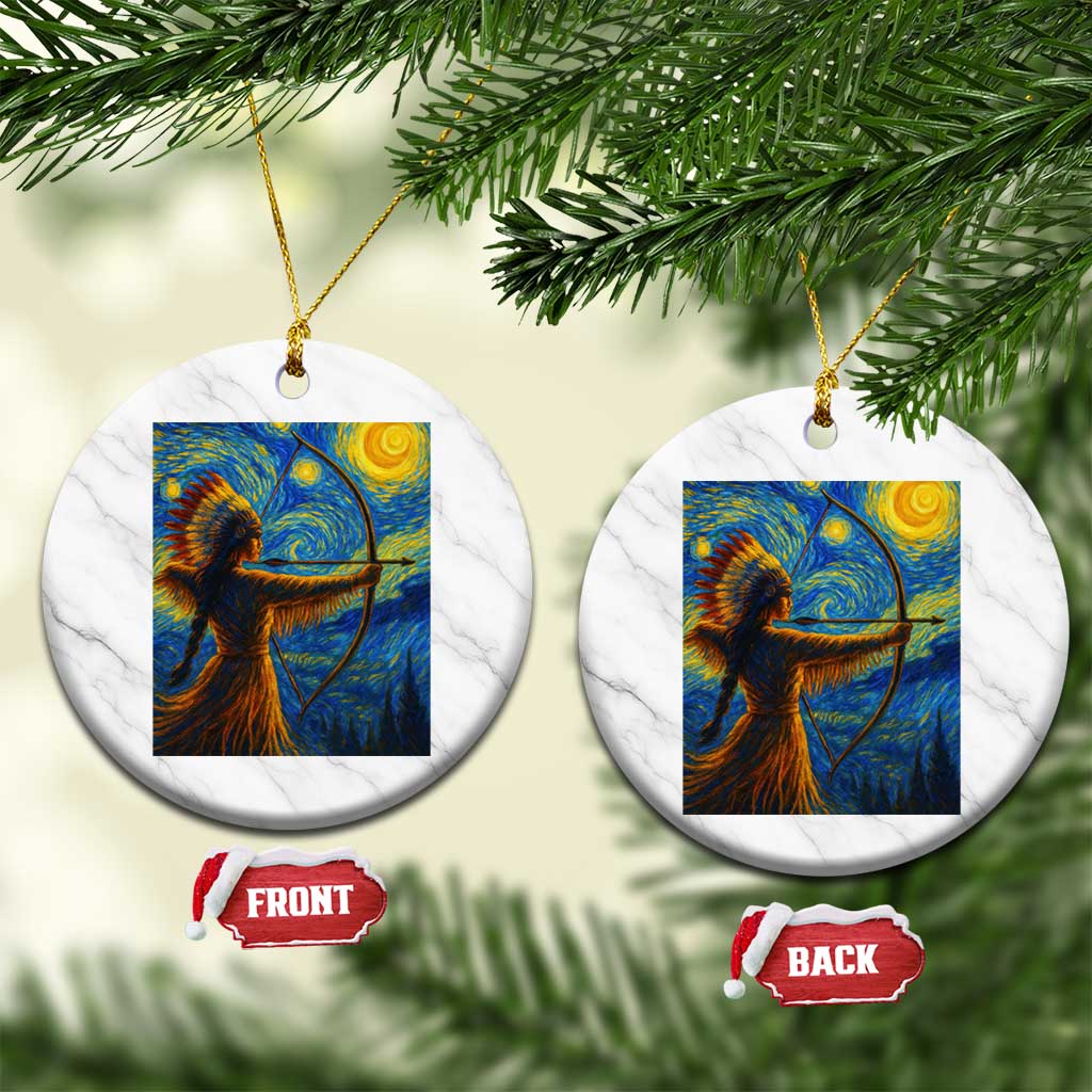 Native American Indian Women Ceramic Ornament Starry Night Indigenous Pride TS14 1pc White Marble Print Your Wear