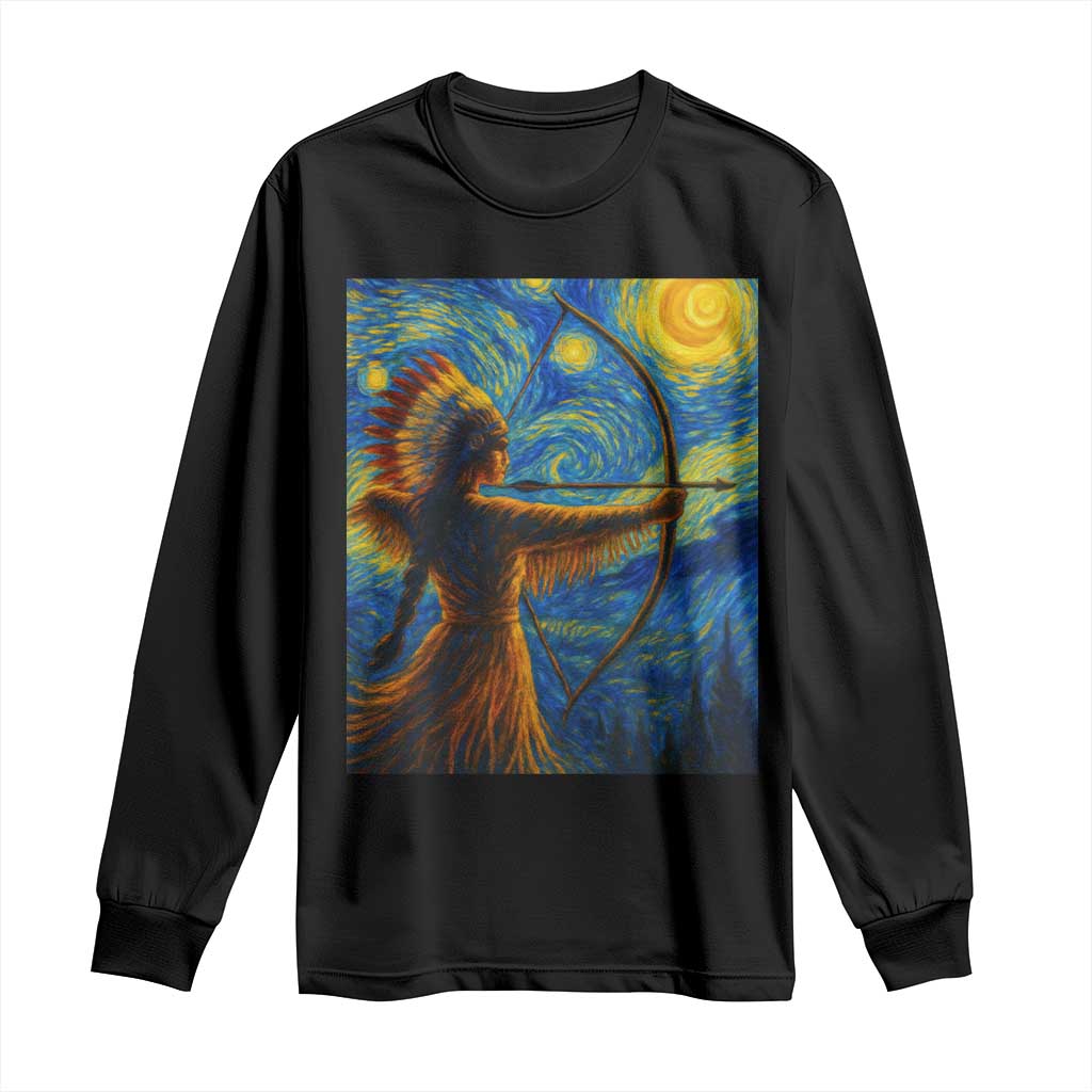 Native American Indian Women Long Sleeve Shirt Starry Night Indigenous Pride TS14 Black Print Your Wear