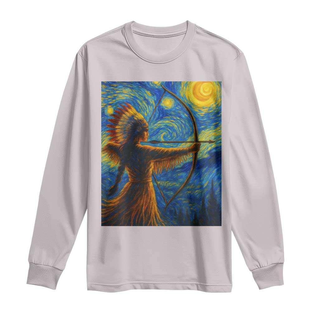 Native American Indian Women Long Sleeve Shirt Starry Night Indigenous Pride TS14 Ice Gray Print Your Wear