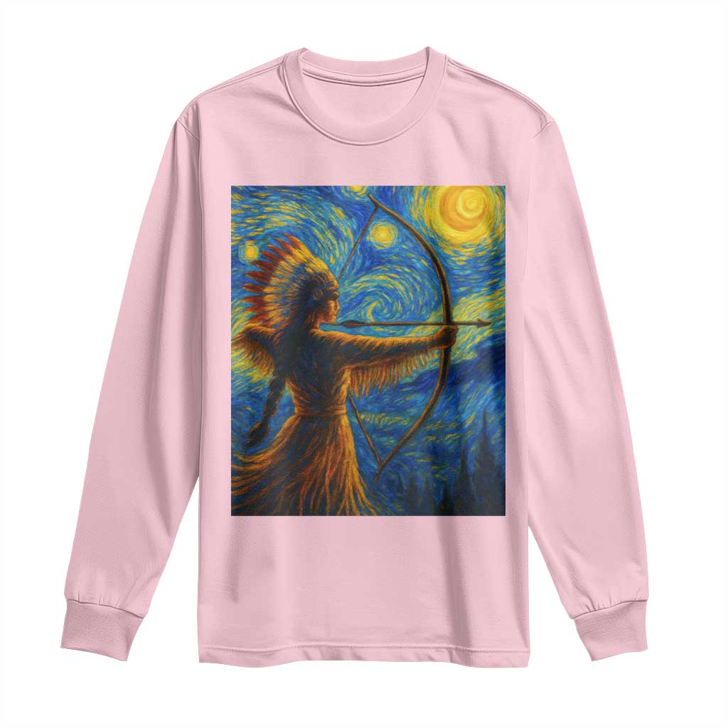 Native American Indian Women Long Sleeve Shirt Starry Night Indigenous Pride TS14 Light Pink Print Your Wear