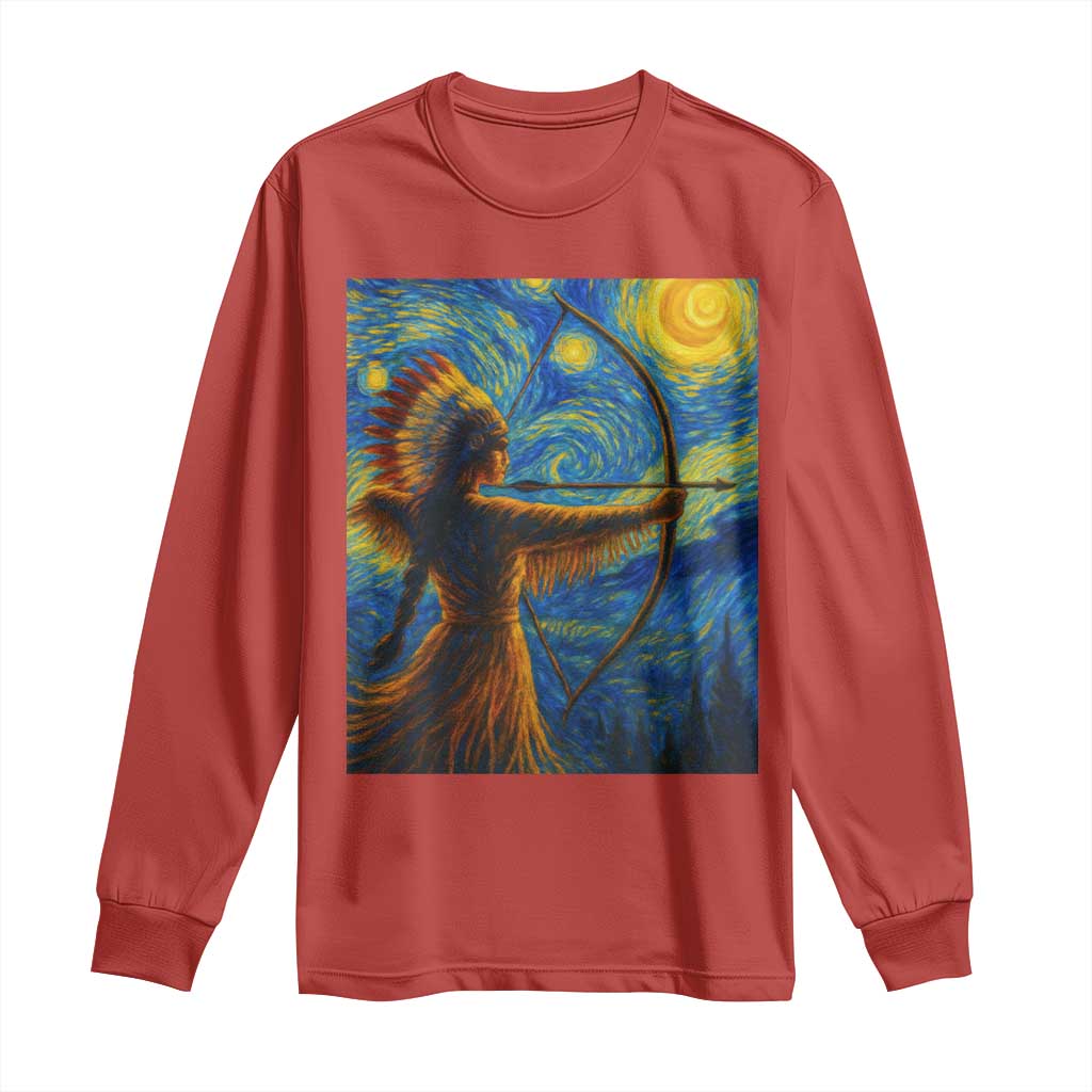 Native American Indian Women Long Sleeve Shirt Starry Night Indigenous Pride TS14 Red Print Your Wear