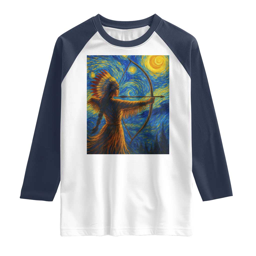 Native American Indian Women Raglan Shirt Starry Night Indigenous Pride TS14 White Navy Print Your Wear