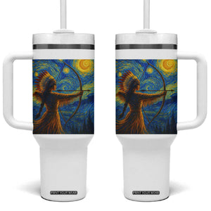 Native American Indian Women Tumbler With Handle Starry Night Indigenous Pride TS14 One Size: 40 oz White Print Your Wear