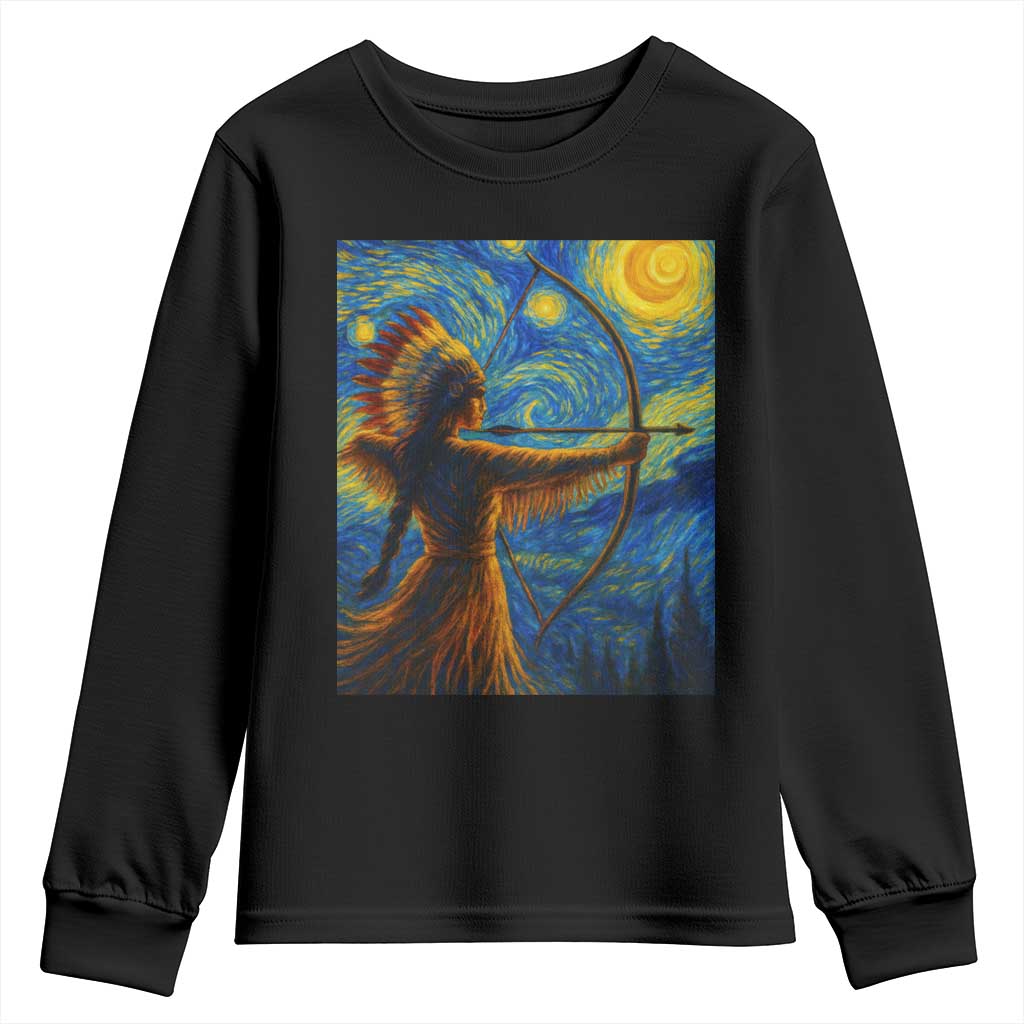 Native American Indian Women Youth Sweatshirt Starry Night Indigenous Pride TS14 Black Print Your Wear