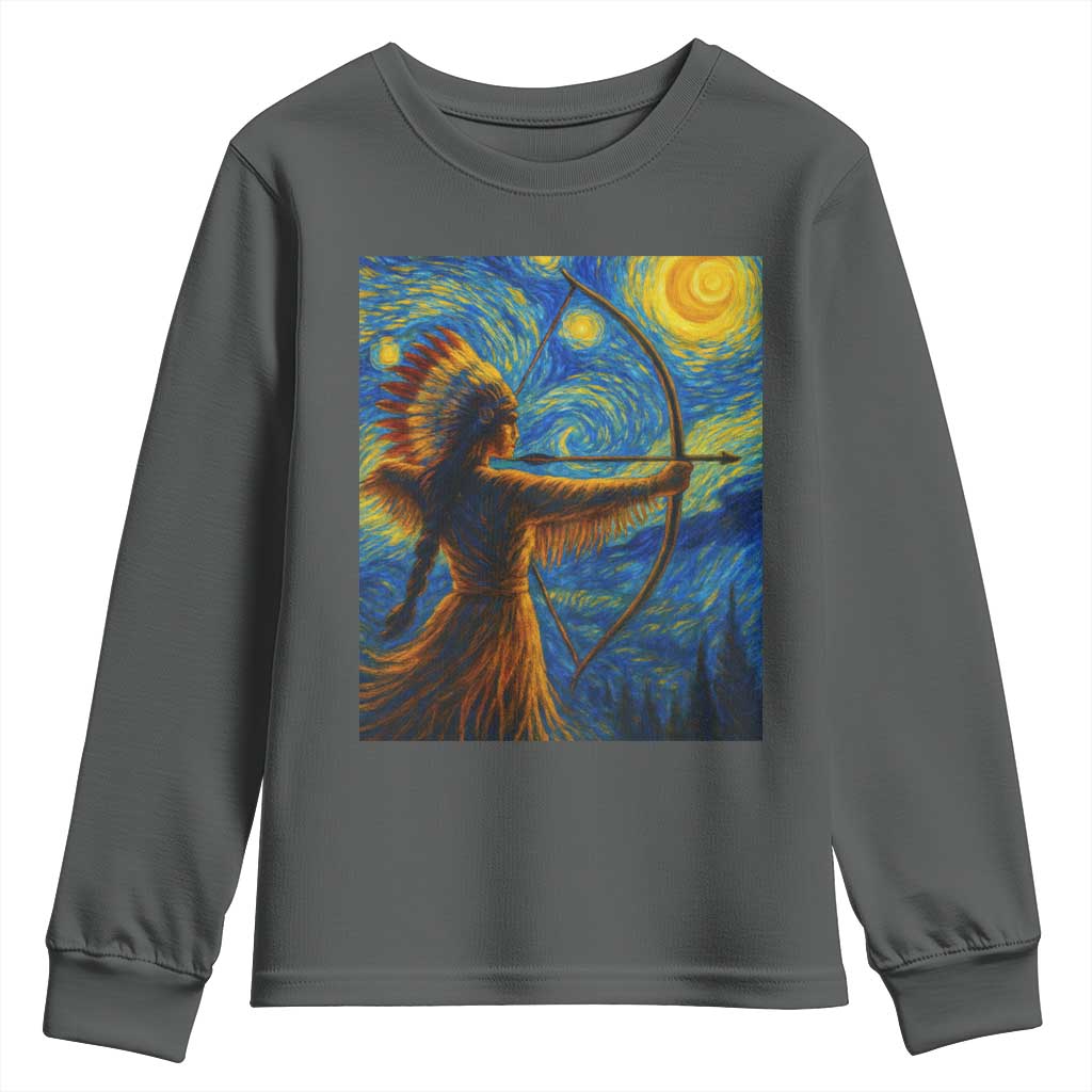 Native American Indian Women Youth Sweatshirt Starry Night Indigenous Pride TS14 Dark Heather Print Your Wear