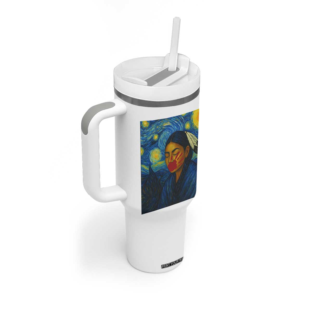 Native American MMIW Tumbler With Handle Starry Night Indigenous People Day TS14 Print Your Wear