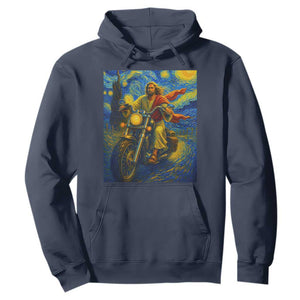 Jesus Christian Motorcycle Starry Night Van Gogh Hoodie TS14 Navy Print Your Wear