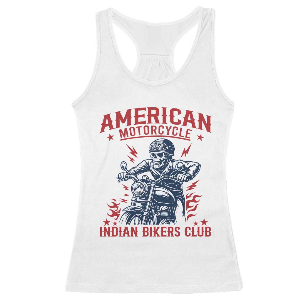 Funny Skeleton Motorcycle Racerback Tank Top American Motorcycle Indian Bikers Club TS14 White Print Your Wear