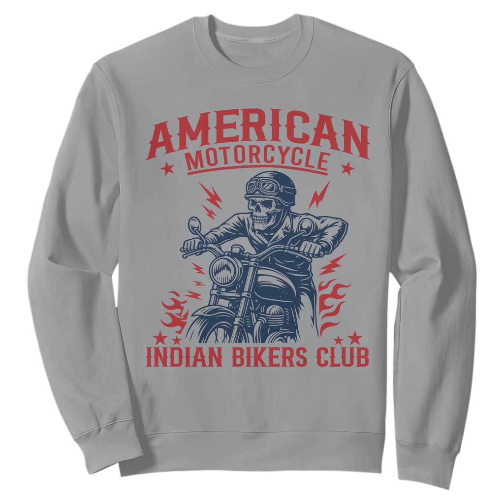 Funny Skeleton Motorcycle Sweatshirt American Motorcycle Indian Bikers Club TS14 Sport Gray Print Your Wear