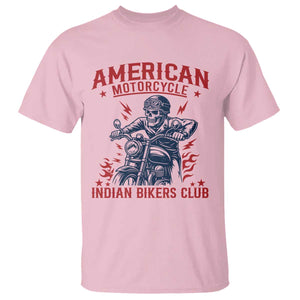 Funny Skeleton Motorcycle T Shirt American Motorcycle Indian Bikers Club TS14 Light Pink Print Your Wear