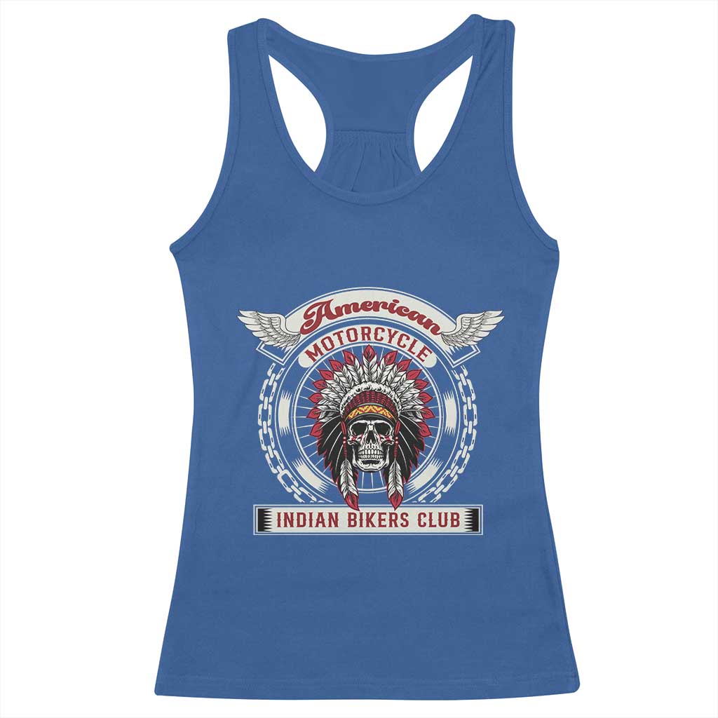 Native American Indian Chief Skull Motorcycle Headdress Racerback Tank Top TS14 Royal Blue Print Your Wear