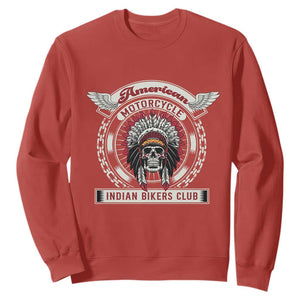 Native American Indian Chief Skull Motorcycle Headdress Sweatshirt TS14 Red Print Your Wear