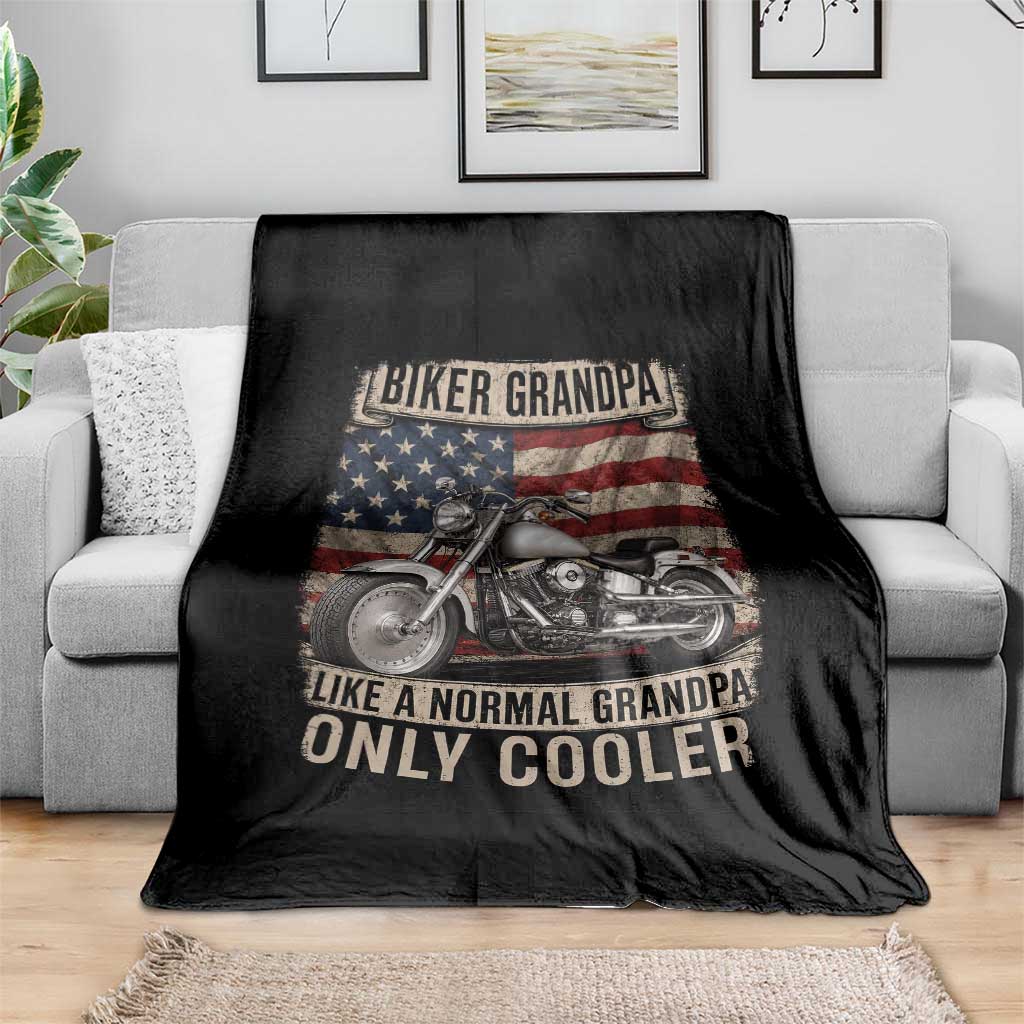 Grandpa Biker Motorcycle Lover Vintage 1990 Cruiser Rider Throw Blanket