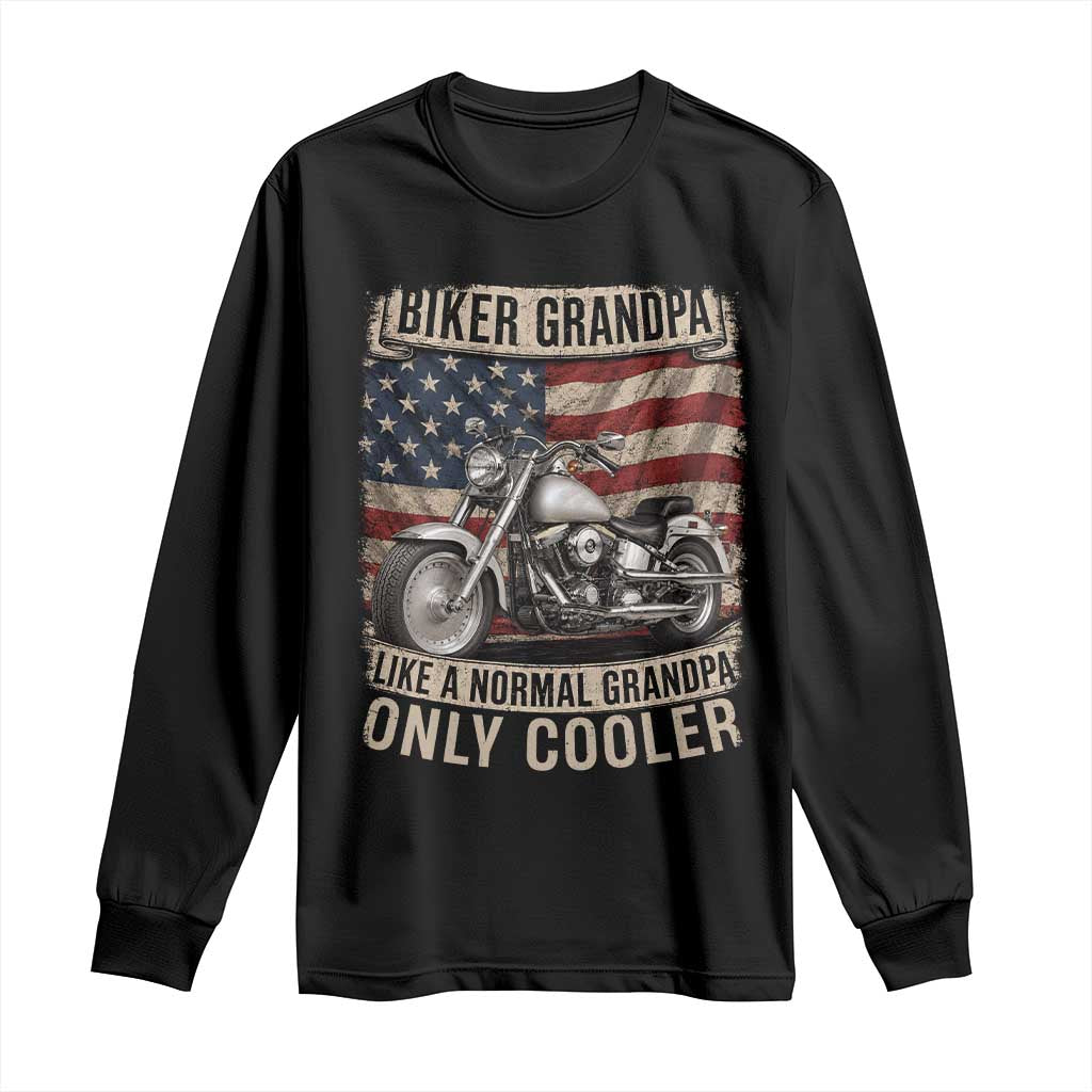 Grandpa Biker Motorcycle Lover Vintage 1990 Cruiser Rider Long Sleeve Shirt