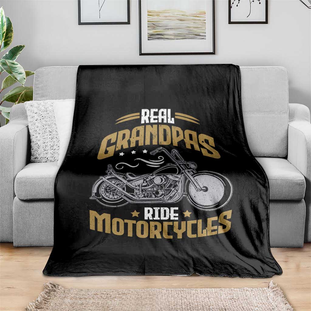Real Grandpas Ride Motorcycles Throw Blanket Funny Motorcycle Lover Biker
