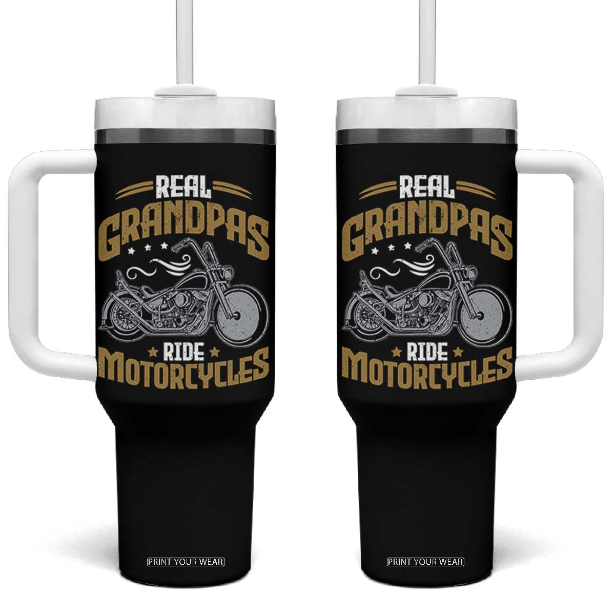 Real Grandpas Ride Motorcycles Tumbler With Handle Funny Motorcycle Lover Biker