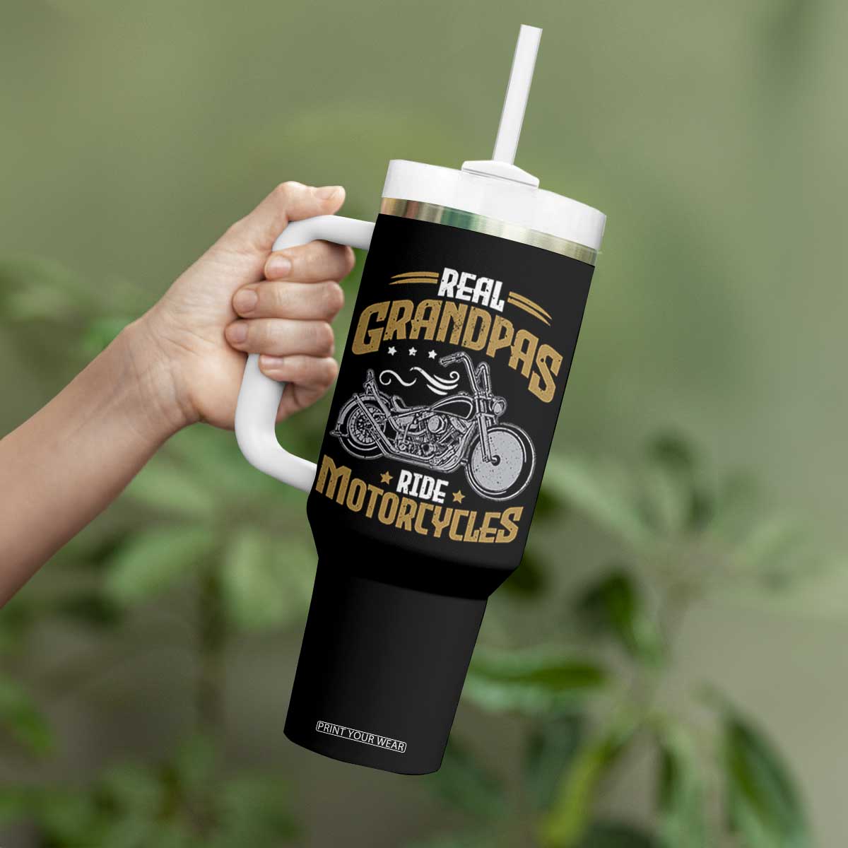 Real Grandpas Ride Motorcycles Tumbler With Handle Funny Motorcycle Lover Biker