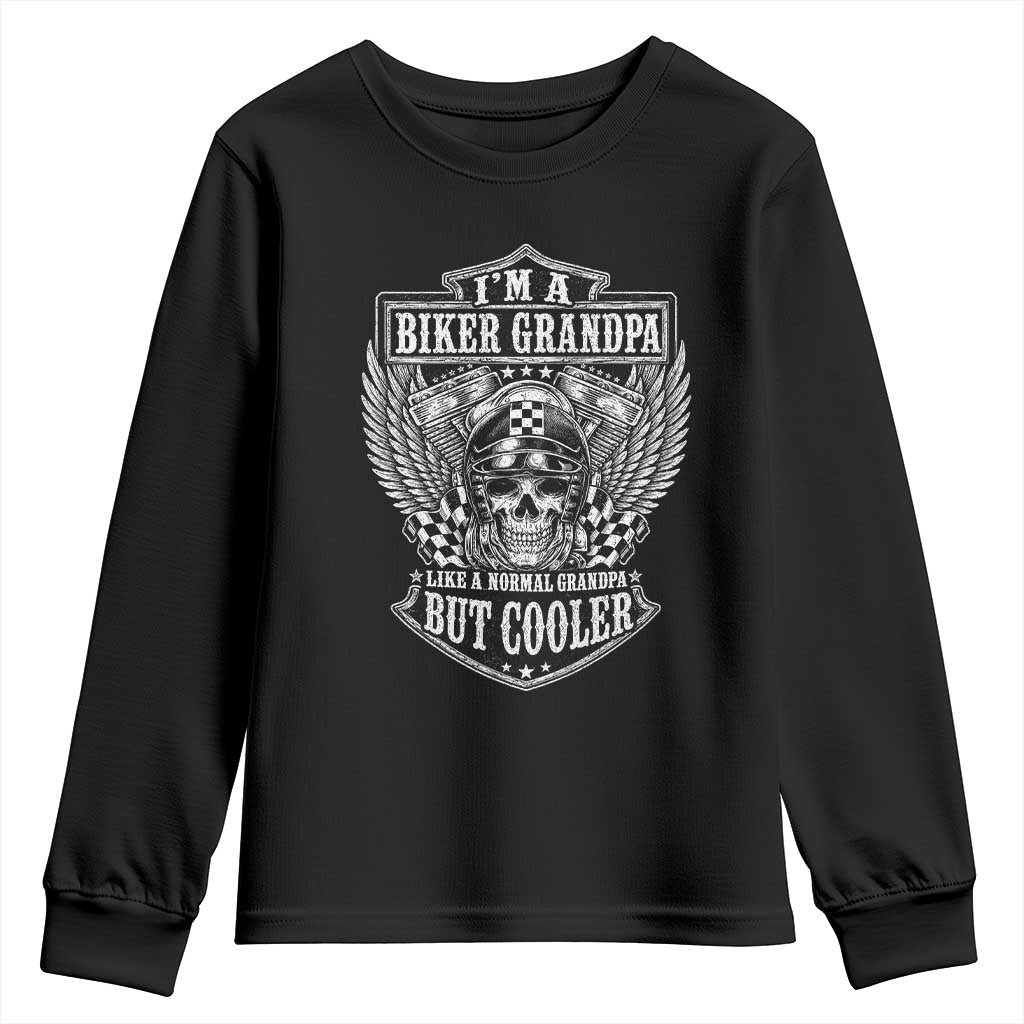 I Am a Biker Grandpa Like a Normal Grandpa But Cooler Youth Sweatshirt Funny Biker Skull Motorcycle Lovers