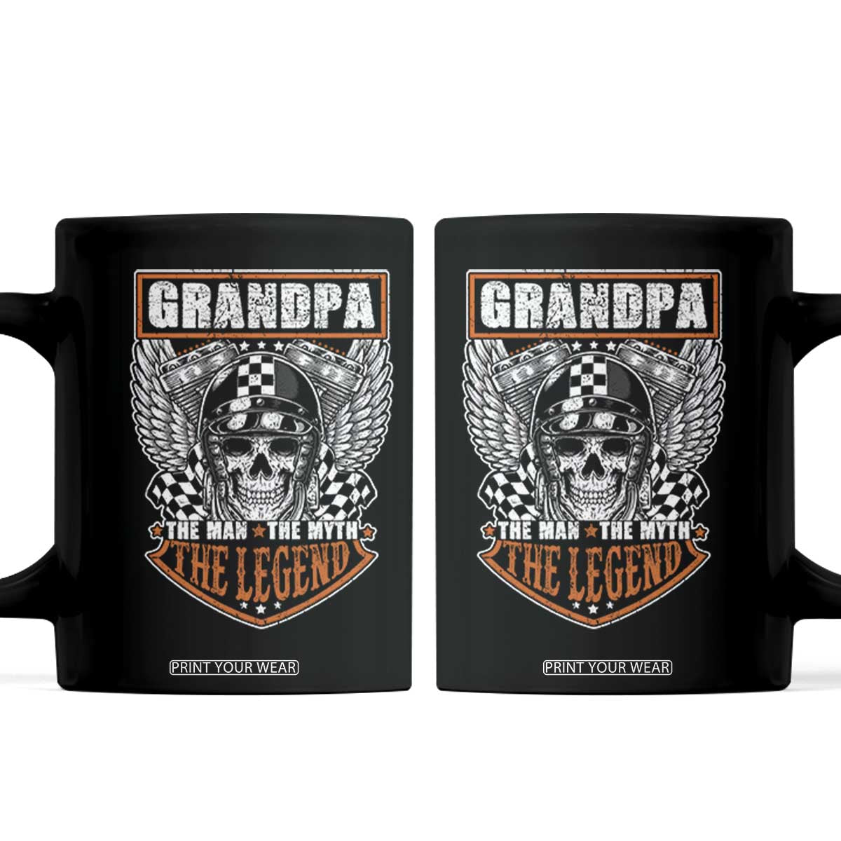 Grandpa The Man The Myth The Legend Men Gift Father's Day Coffee Mug Funny Biker Skull Motorcycle Lovers