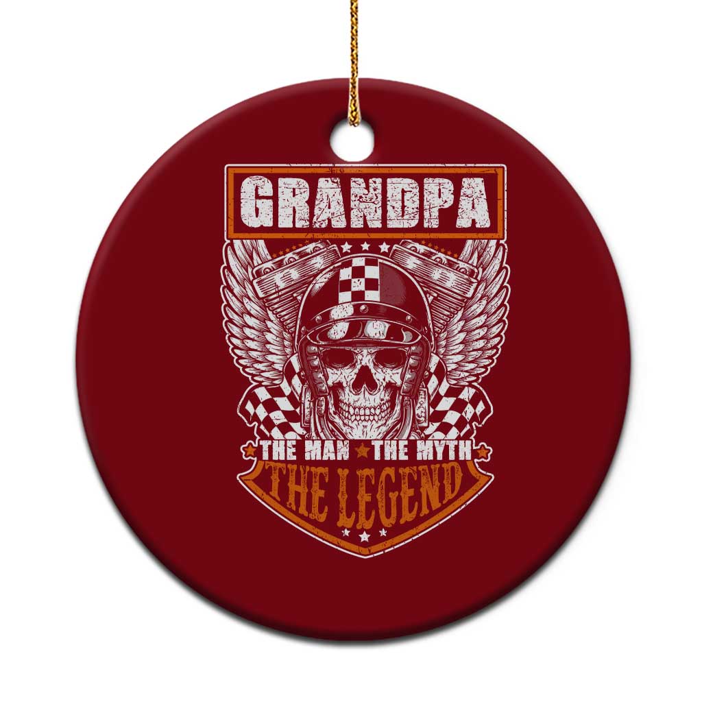 Grandpa The Man The Myth The Legend Men Gift Father's Day Ceramic Ornament Funny Biker Skull Motorcycle Lovers