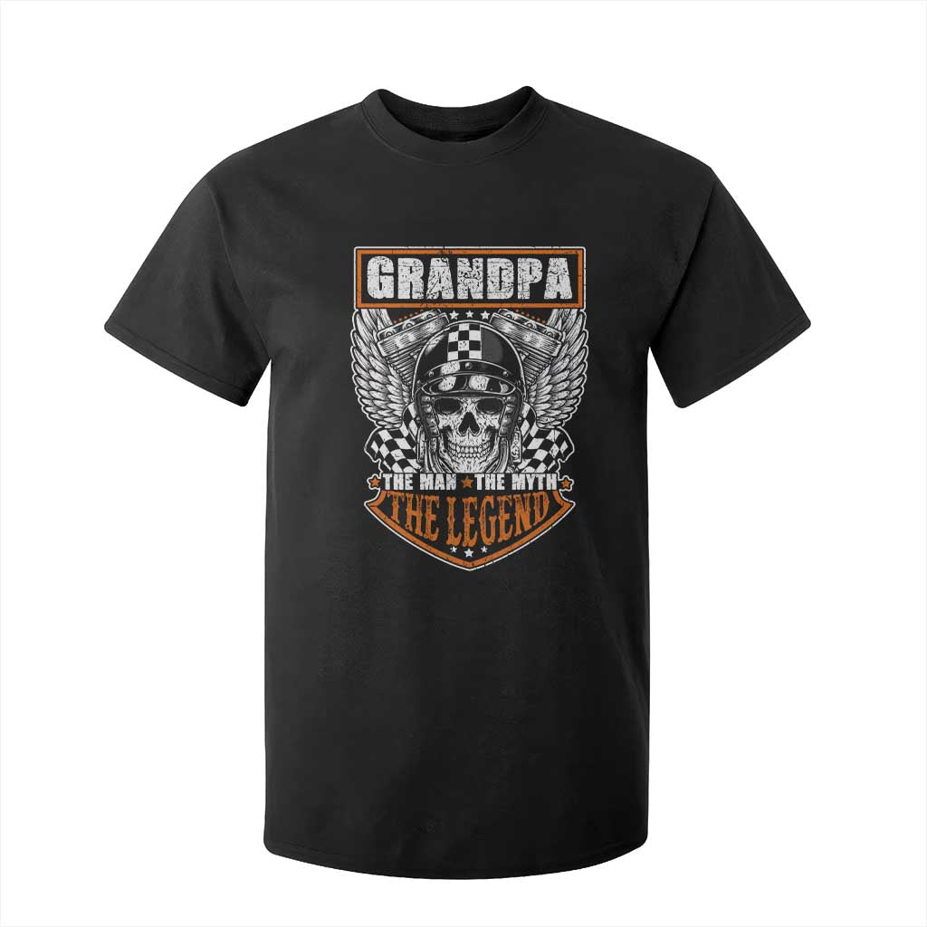 Grandpa The Man The Myth The Legend Men Gift Father's Day T Shirt For Kid Funny Biker Skull Motorcycle Lovers
