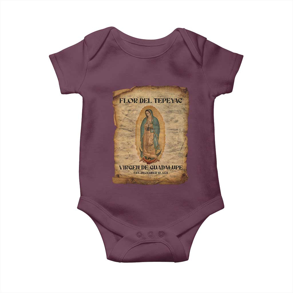 Virgin Mary Baby Onesie Our Lady Virgen De Guadalupe TS14 Maroon Print Your Wear