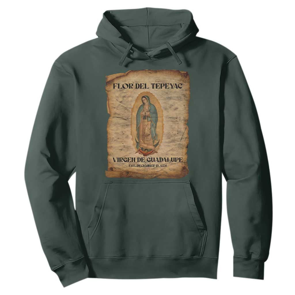 Virgin Mary Hoodie Our Lady Virgen De Guadalupe TS14 Dark Forest Green Print Your Wear