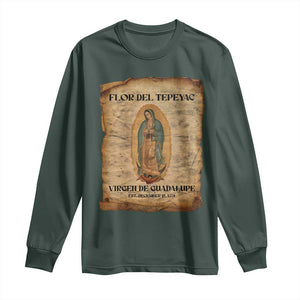 Virgin Mary Long Sleeve Shirt Our Lady Virgen De Guadalupe TS14 Dark Forest Green Print Your Wear