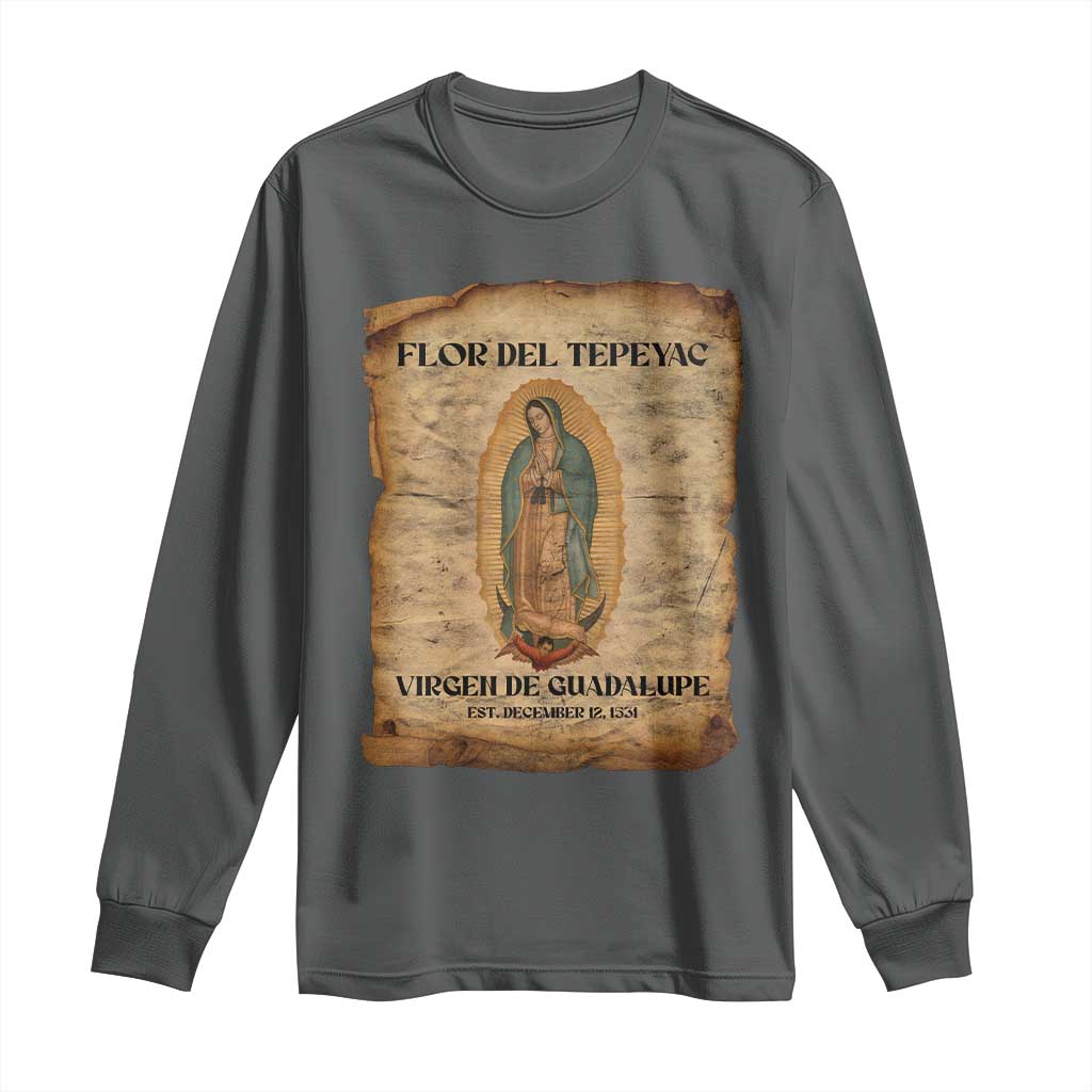 Virgin Mary Long Sleeve Shirt Our Lady Virgen De Guadalupe TS14 Dark Heather Print Your Wear