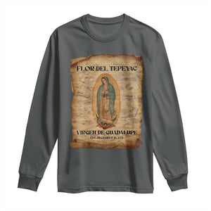 Virgin Mary Long Sleeve Shirt Our Lady Virgen De Guadalupe TS14 Dark Heather Print Your Wear