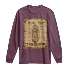 Virgin Mary Long Sleeve Shirt Our Lady Virgen De Guadalupe TS14 Maroon Print Your Wear