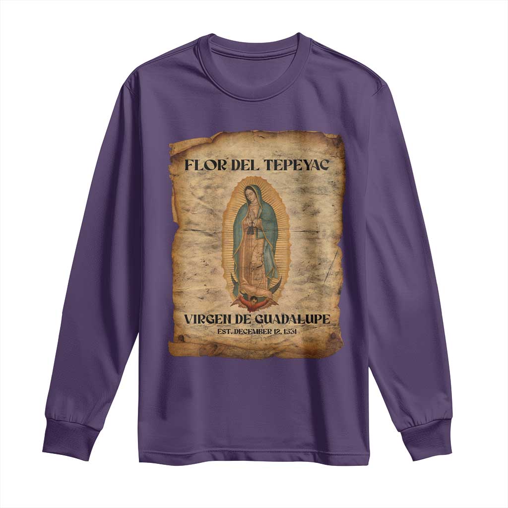 Virgin Mary Long Sleeve Shirt Our Lady Virgen De Guadalupe TS14 Purple Print Your Wear