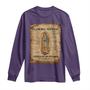 Virgin Mary Long Sleeve Shirt Our Lady Virgen De Guadalupe TS14 Purple Print Your Wear