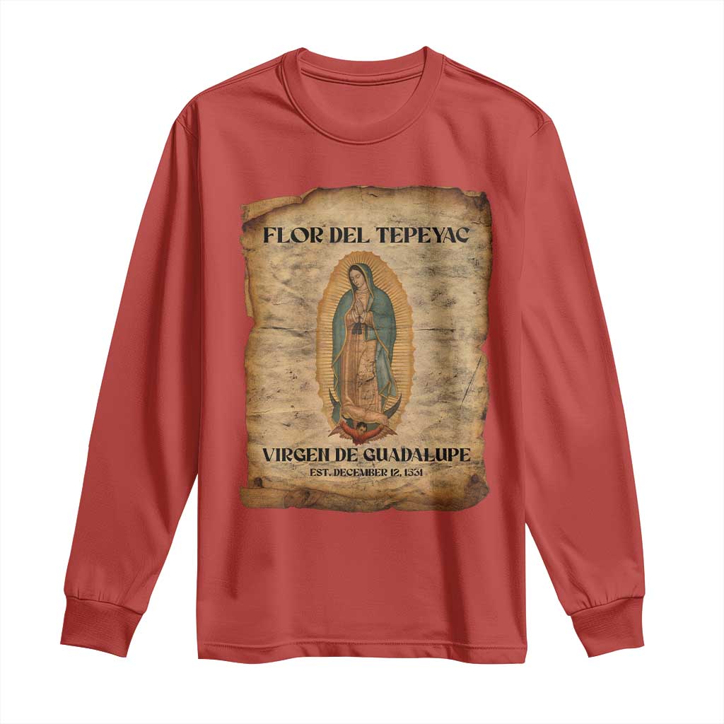 Virgin Mary Long Sleeve Shirt Our Lady Virgen De Guadalupe TS14 Red Print Your Wear