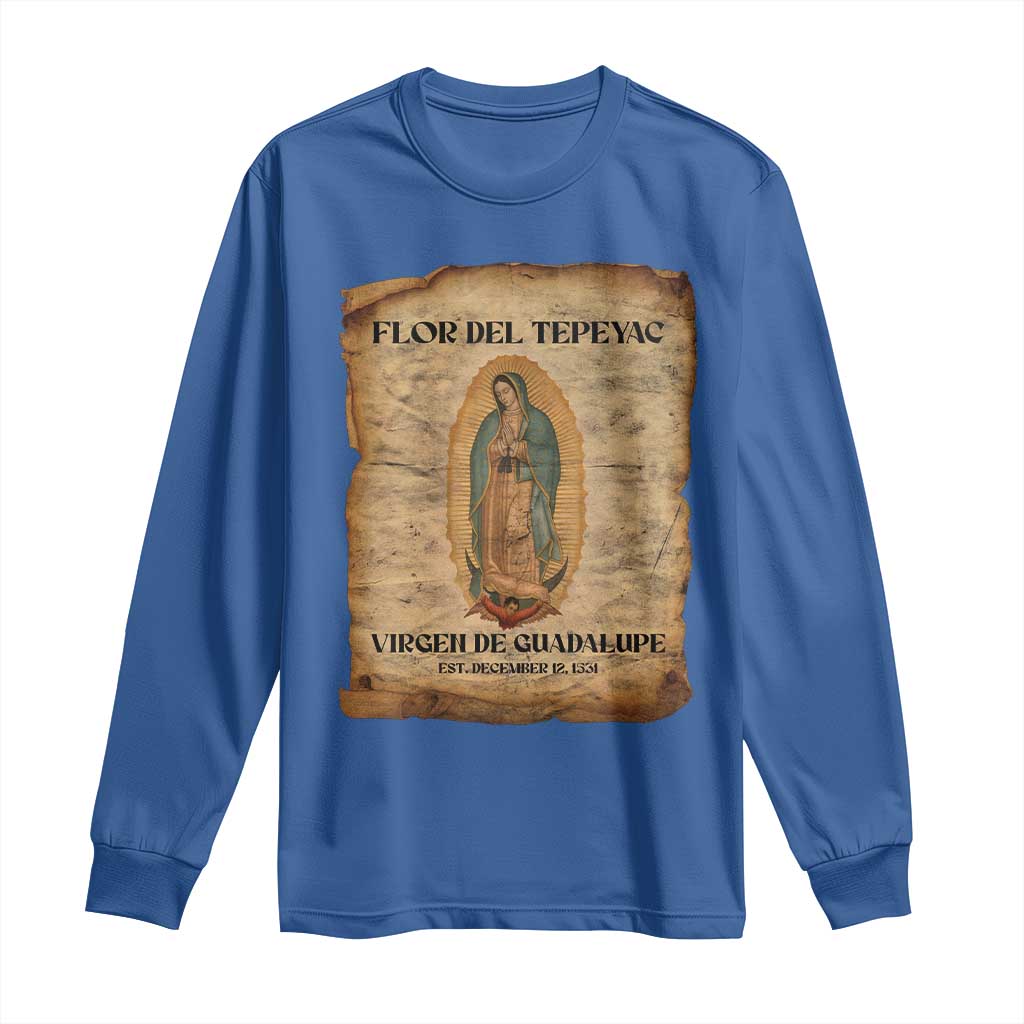 Virgin Mary Long Sleeve Shirt Our Lady Virgen De Guadalupe TS14 Royal Blue Print Your Wear