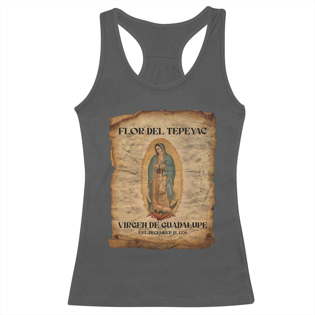 Virgin Mary Racerback Tank Top Our Lady Virgen De Guadalupe TS14 Dark Heather Print Your Wear