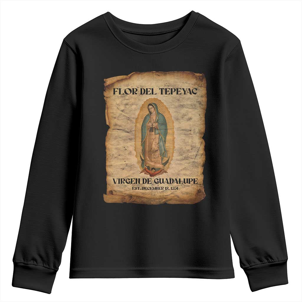 Virgin Mary Youth Sweatshirt Our Lady Virgen De Guadalupe TS14 Black Print Your Wear