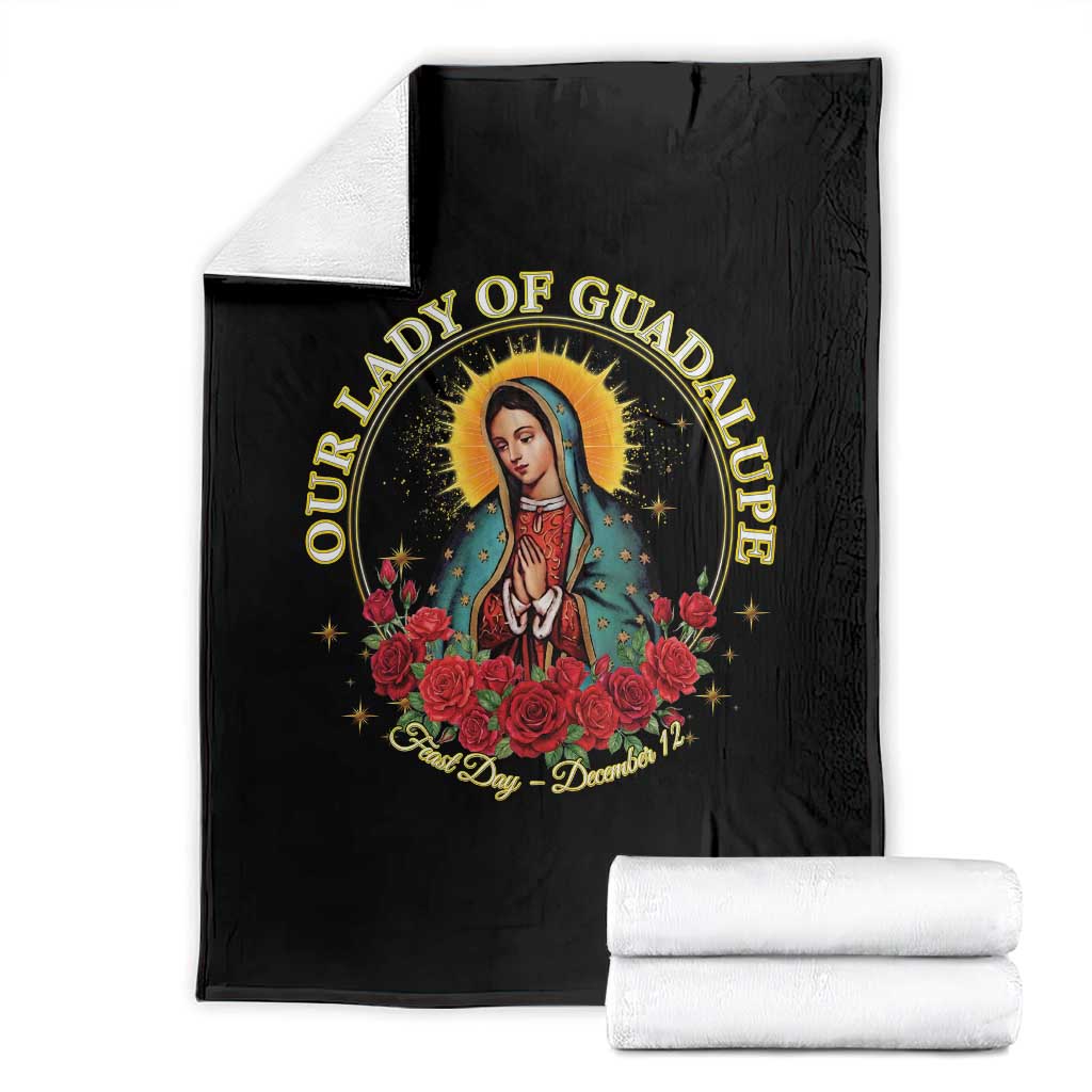 Virgen De Guadalupe Catholic Throw Blanket Our Lady Of Guadalupe TS14 Black Print Your Wear