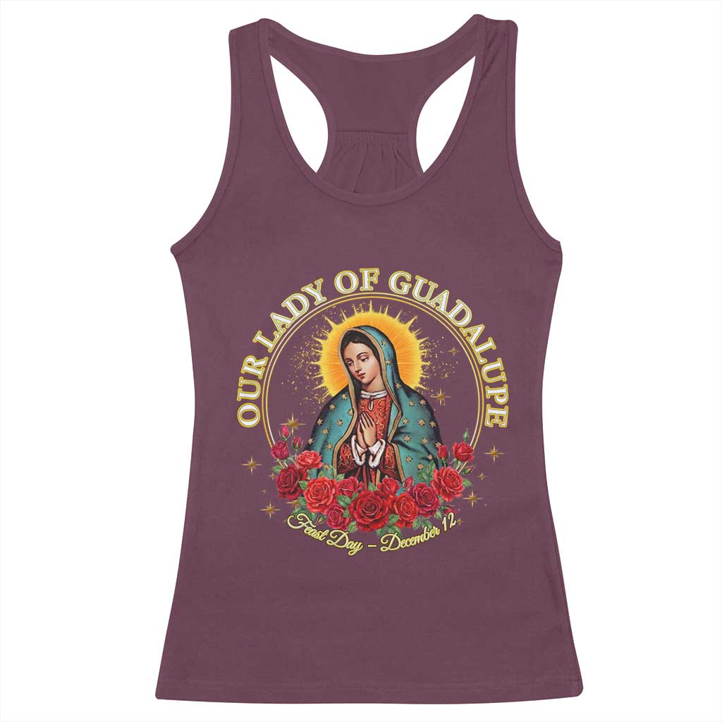 Virgen De Guadalupe Catholic Racerback Tank Top Our Lady Of Guadalupe TS14 Maroon Print Your Wear