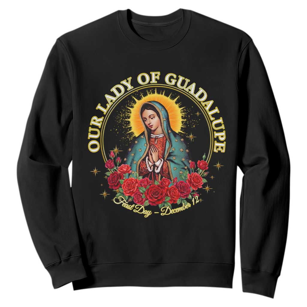 Virgen De Guadalupe Catholic Sweatshirt Our Lady Of Guadalupe TS14 Black Print Your Wear