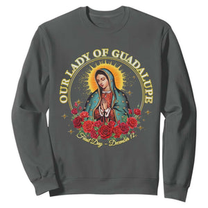 Virgen De Guadalupe Catholic Sweatshirt Our Lady Of Guadalupe TS14 Dark Heather Print Your Wear