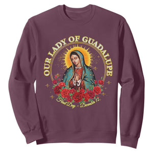 Virgen De Guadalupe Catholic Sweatshirt Our Lady Of Guadalupe TS14 Maroon Print Your Wear