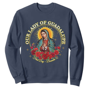 Virgen De Guadalupe Catholic Sweatshirt Our Lady Of Guadalupe TS14 Navy Print Your Wear